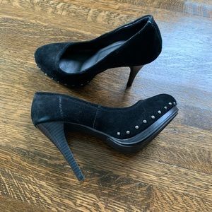 Gorgeous black leather studded platform heels